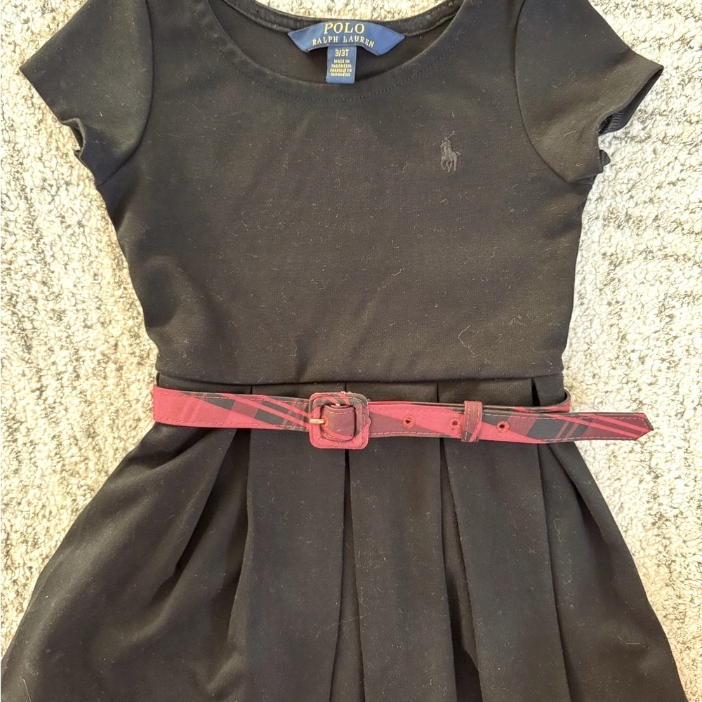 Polo by Ralph Lauren Black Fit and Flare Dress with Red Accent.